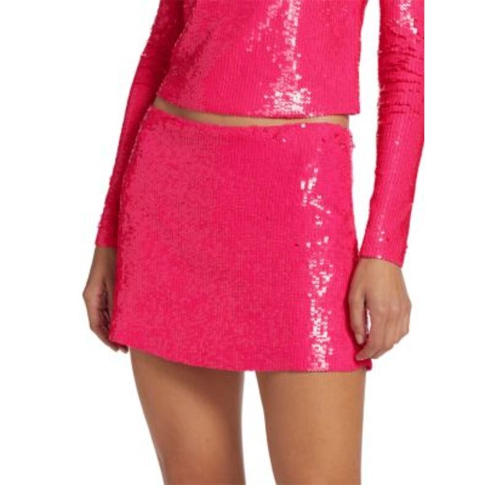 ALICE + OLIVIA Rubi Sequined Miniskirt Size 8 NWT $375 Barbie Mini Hot Pink - Picture 1 of 8